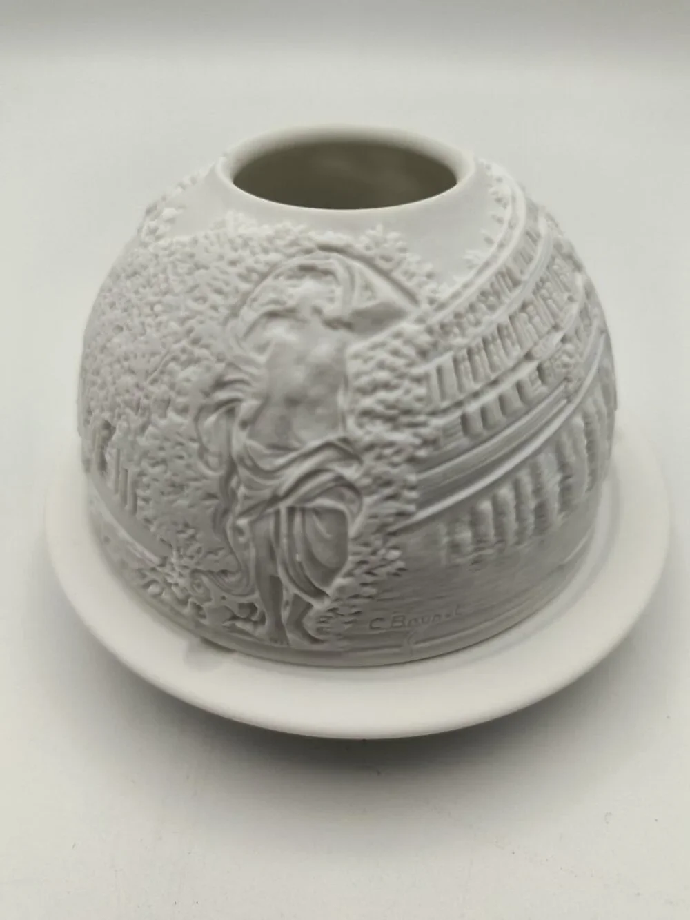 Bernardaud Limoges Porcelain Votive Candle Holder With Intricate Relief Design